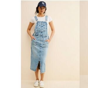 NWT Free People We The Free Jean Skirtall Midi Length with Front Split XS